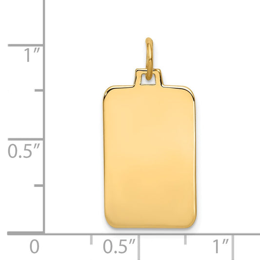 14k Plain .035 Gauge Engravable Rectangular Disc Charm