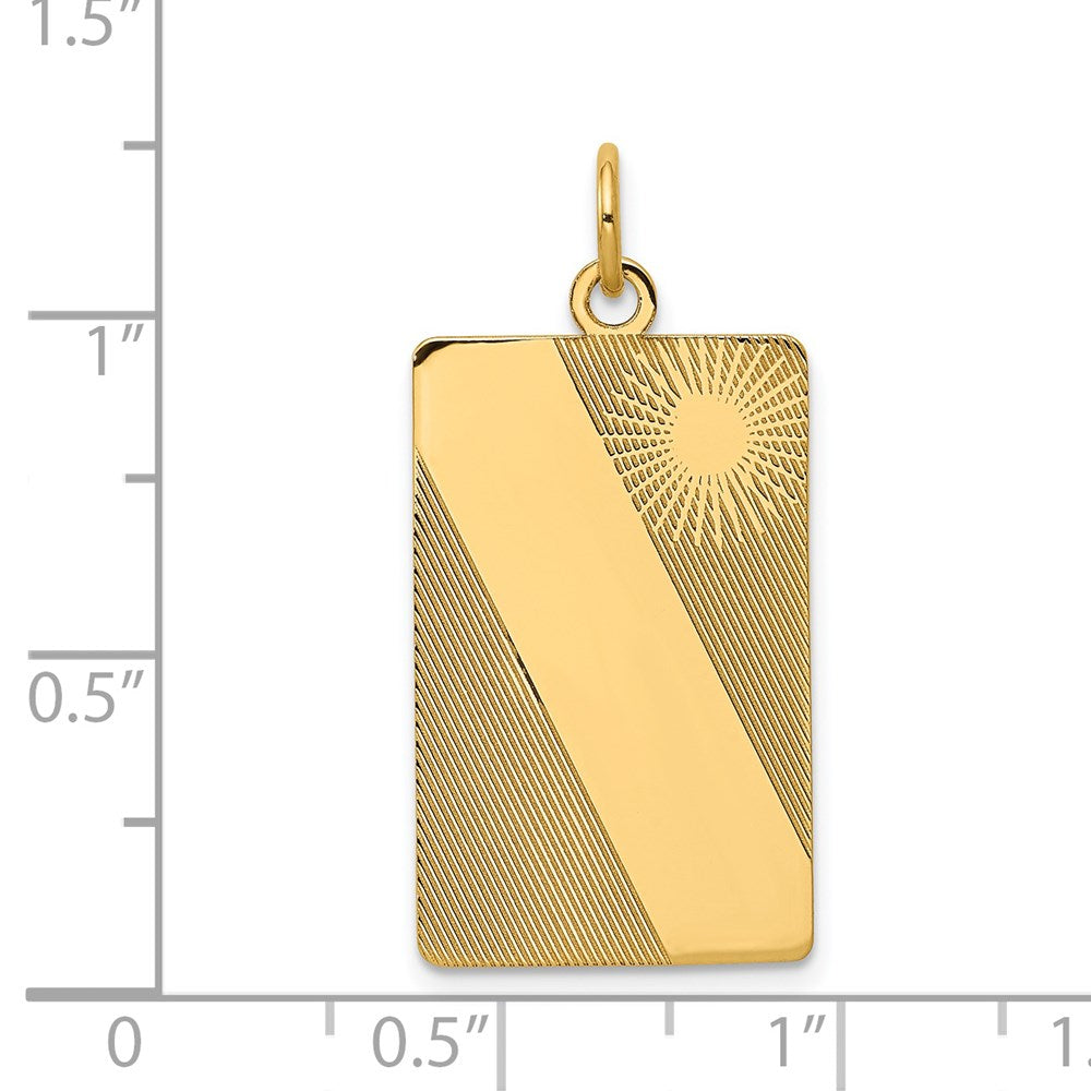 14k Yellow Gold Patterned .013 Gauge Engravable Dog Tag Disc Charm