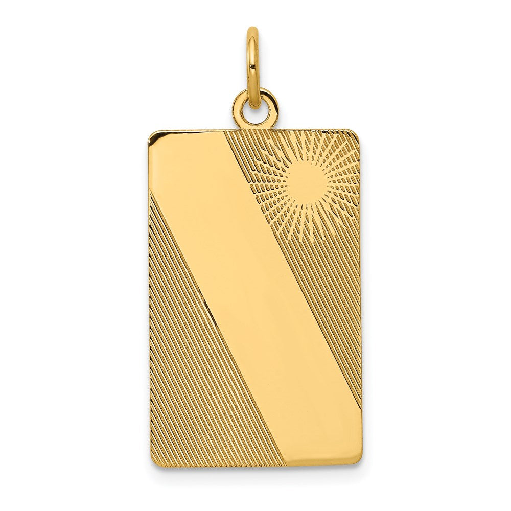 14k Yellow Gold Patterned .013 Gauge Engravable Dog Tag Disc Charm