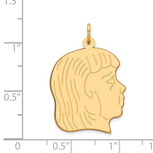14k .013 Depth Engravable Girl Head Charm