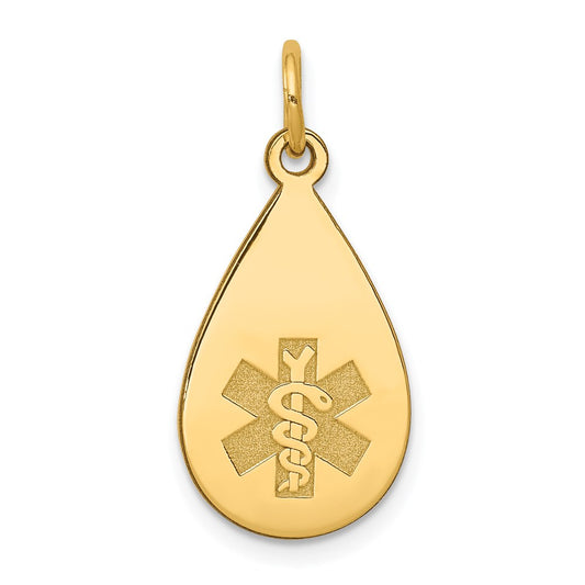 14k Medical Jewelry Unenameled Pendant