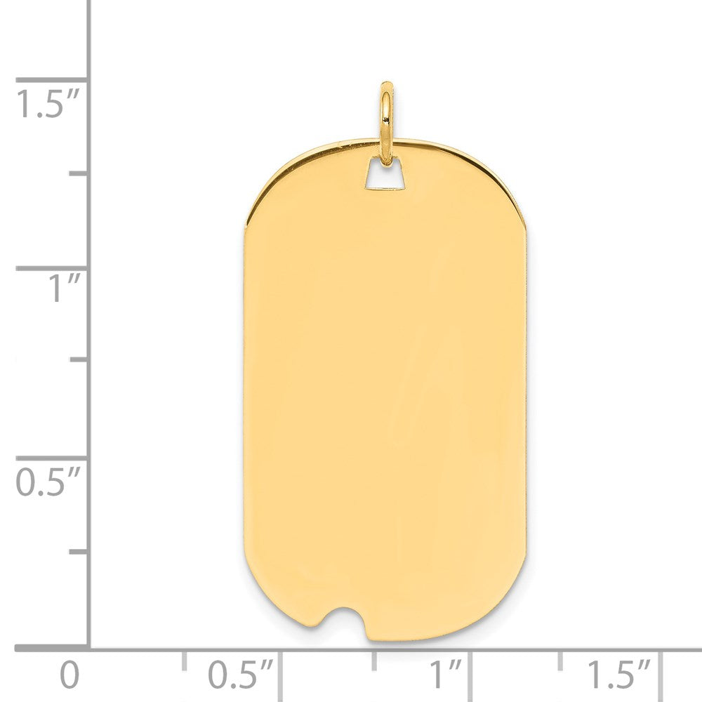 14k Yellow Gold Plain .018 Gauge Engravable Dog Tag w/Notch Disc Charm
