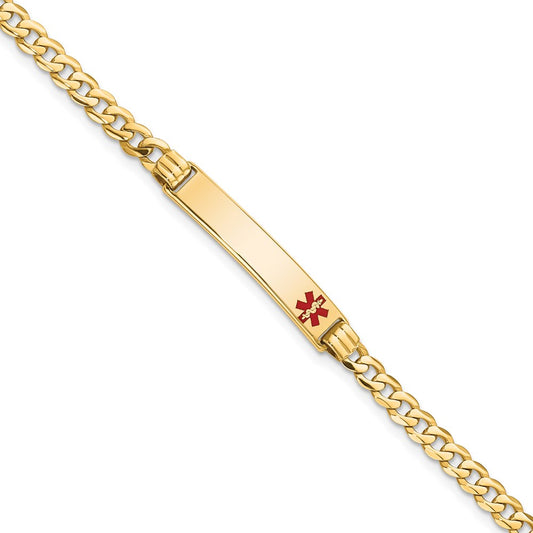 14K Medical Red Enamel Curb Link ID Bracelet