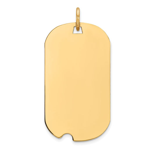 14k Plain .035 Gauge Engraveable Dog Tag w/Notch Disc Charm