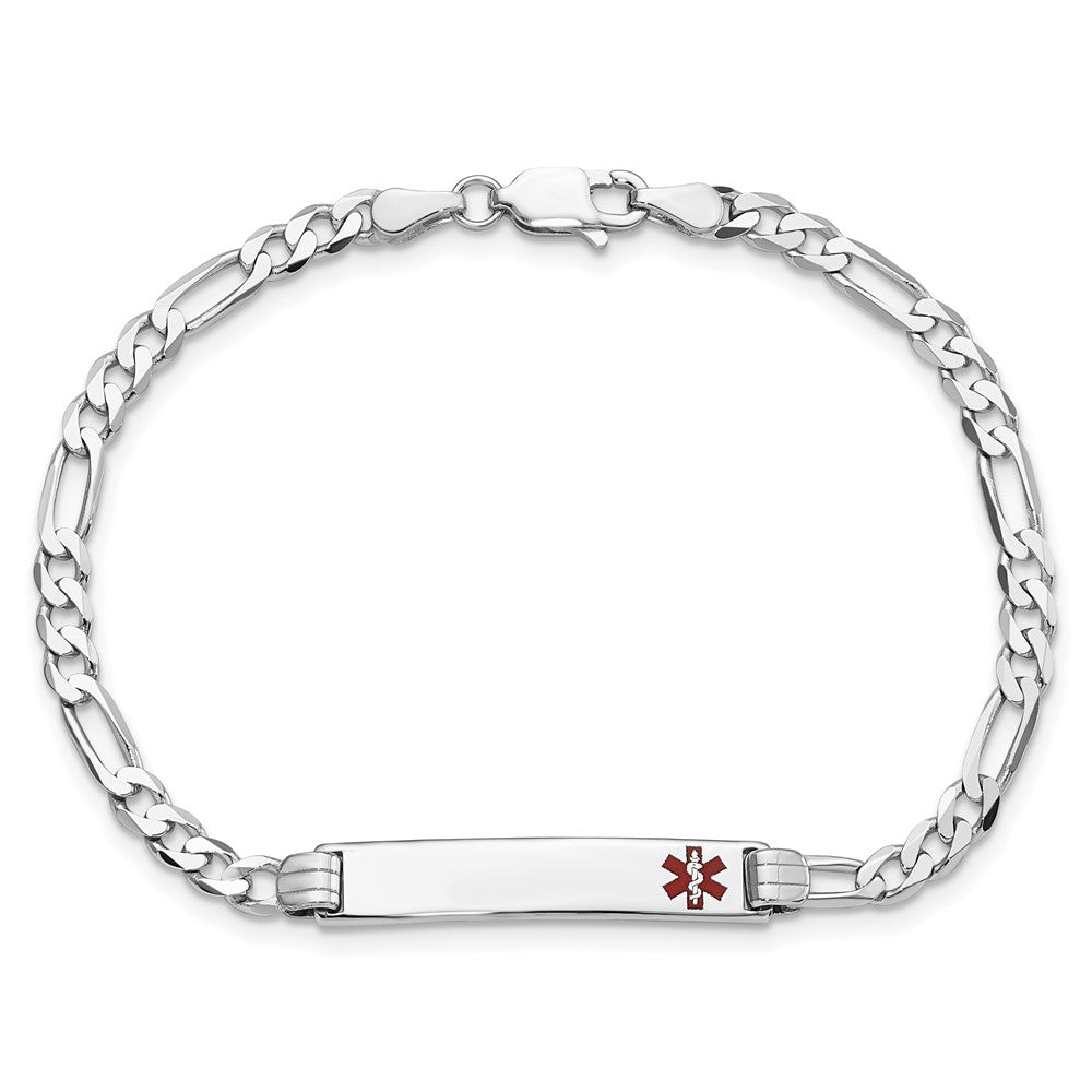 14K WG Medical Red Enamel Figaro Link ID Bracelet