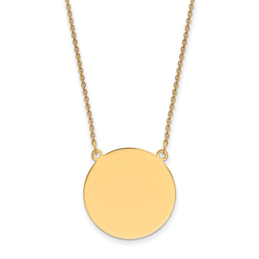 14k Plain .027 Gauge Circular Engravable Disc 18in Necklace