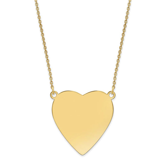 14k Plain .018 Gauge Heart Engravable Disc 18in Necklace