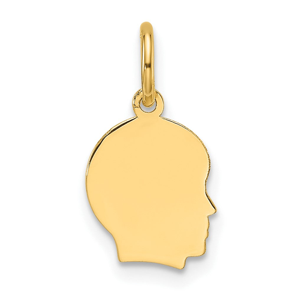 14k Plain Small .027 Gauge Facing Right Engravable Boy Head Charm