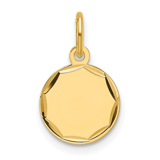 14k Etched .018 Gauge Engravable Round Disc Charm