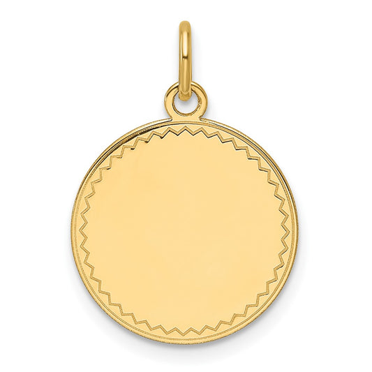 14k Plain .027 Gauge Engravable Round Disc Charm