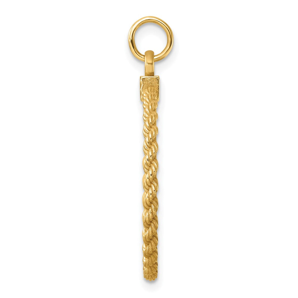 14k Plain .013 Gauge Circular Engravable Disc with Rope Charm