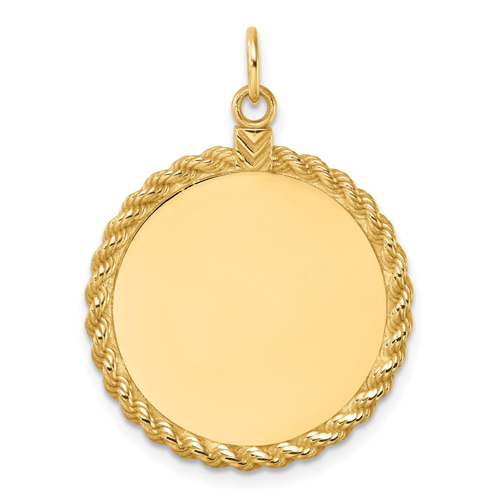 14k Plain .013 Gauge Circular Engravable Disc with Rope Charm