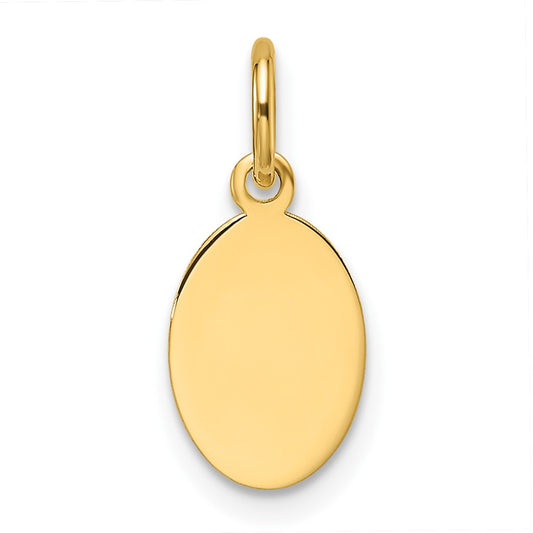 14k Plain .035 Gauge Engravable Oval Disc Charm