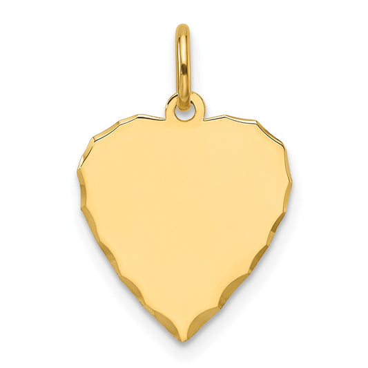 14k Etched .027 Gauge Engravable Heart Disc Charm