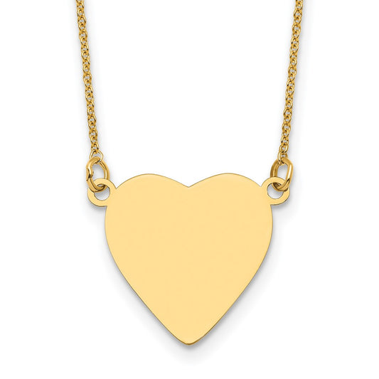 14k Plain .018 Gauge Heart Engravable Disc 18in Necklace