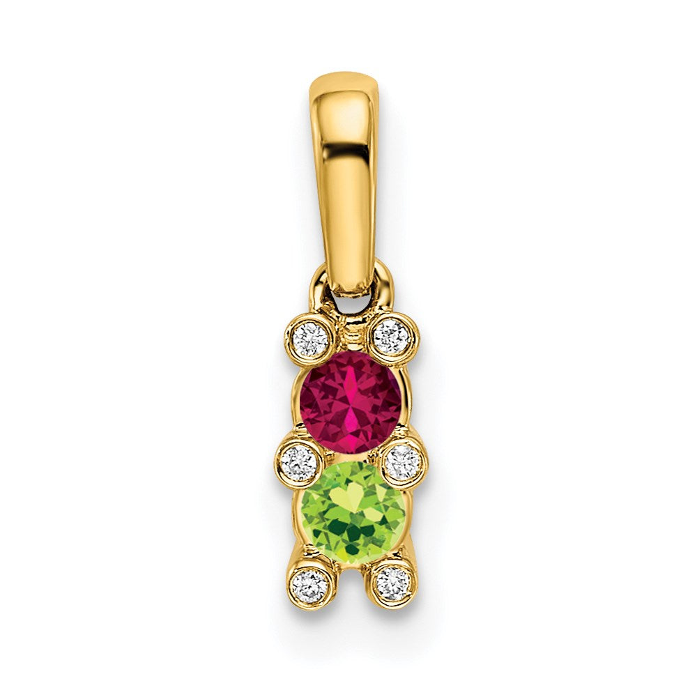 14KY Family Jewelry Geniune Stone & Diamond Set Pendant