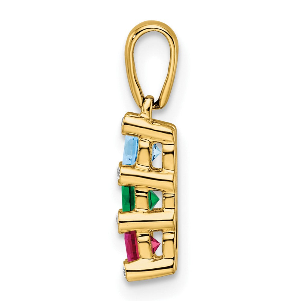 14K Family Jewelry Synthetic Stone & Diamond Set Pendant