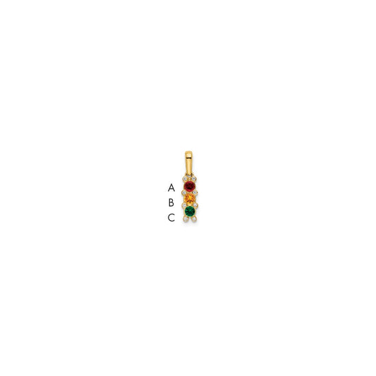 14K Family Jewelry Synthetic Stone & Diamond Set Pendant