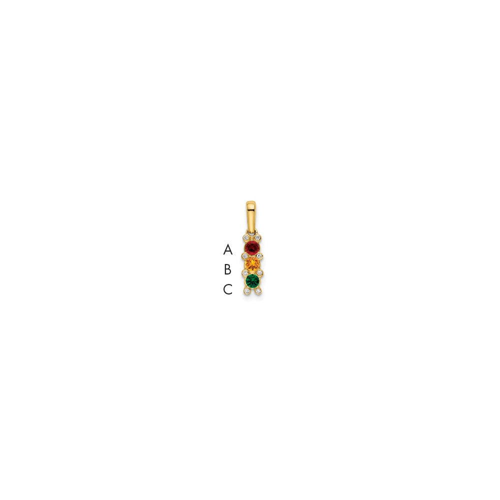 14K Family Jewelry Geniune Stone & Diamond Set Pendant