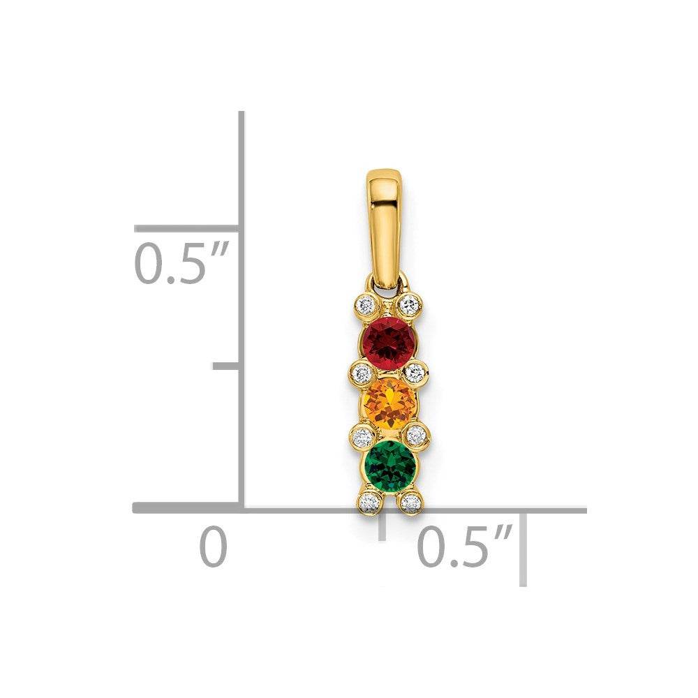 14K Family Jewelry Synthetic Stone & Diamond Set Pendant