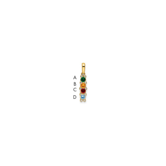 14K Family Jewelry Synthetic Stone & Diamond Set Pendant