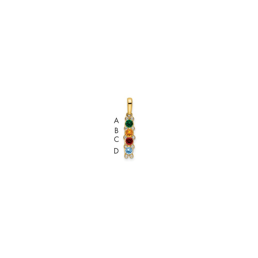 14K Family Jewelry Geniune Stone & Diamond Set Pendant