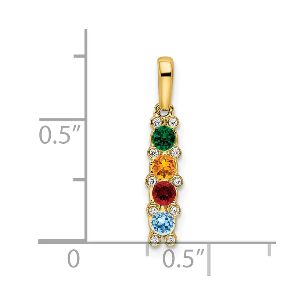 14K Family Jewelry Geniune Stone & Diamond Set Pendant