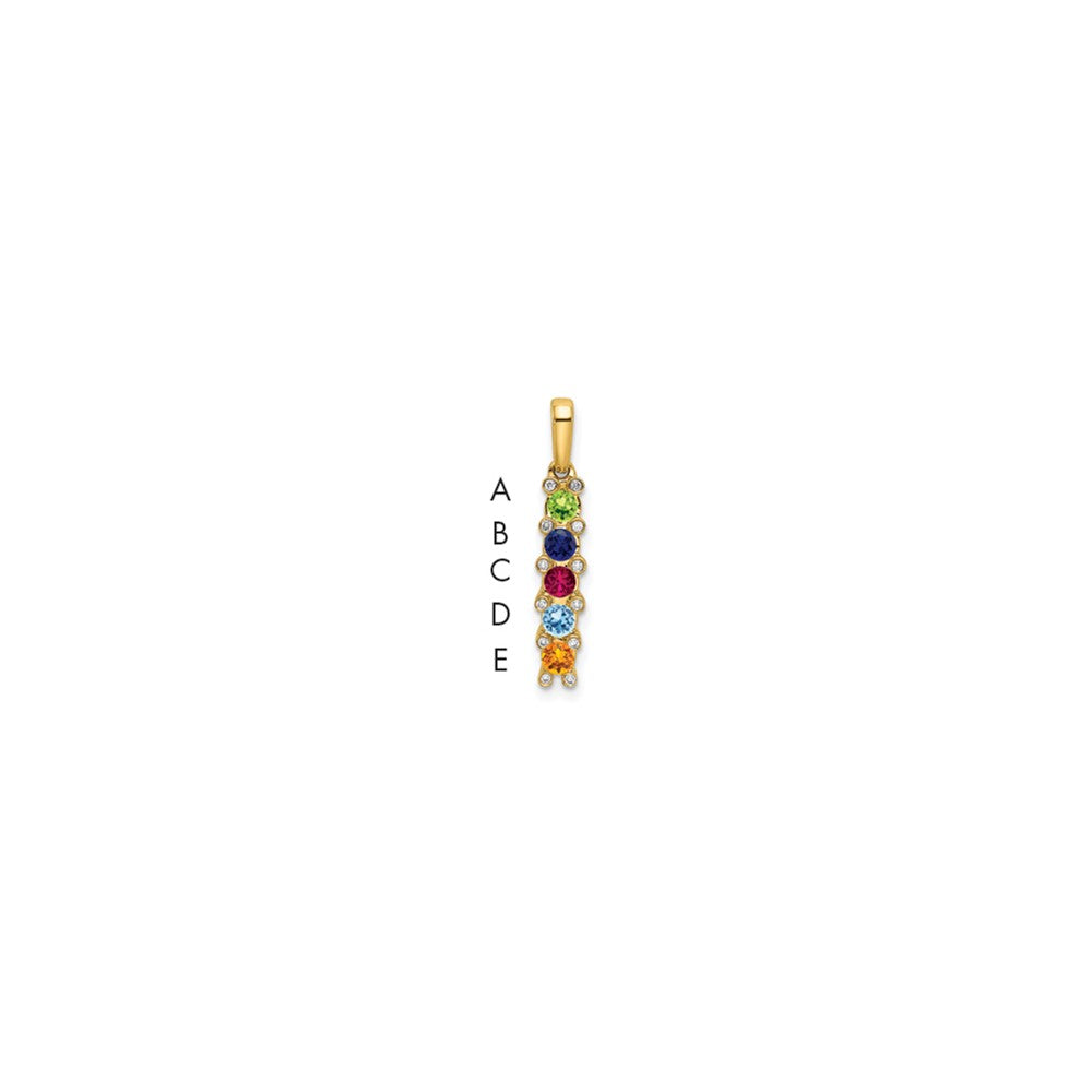 14K Family Jewelry Synthetic Stone & Diamond Set Pendant