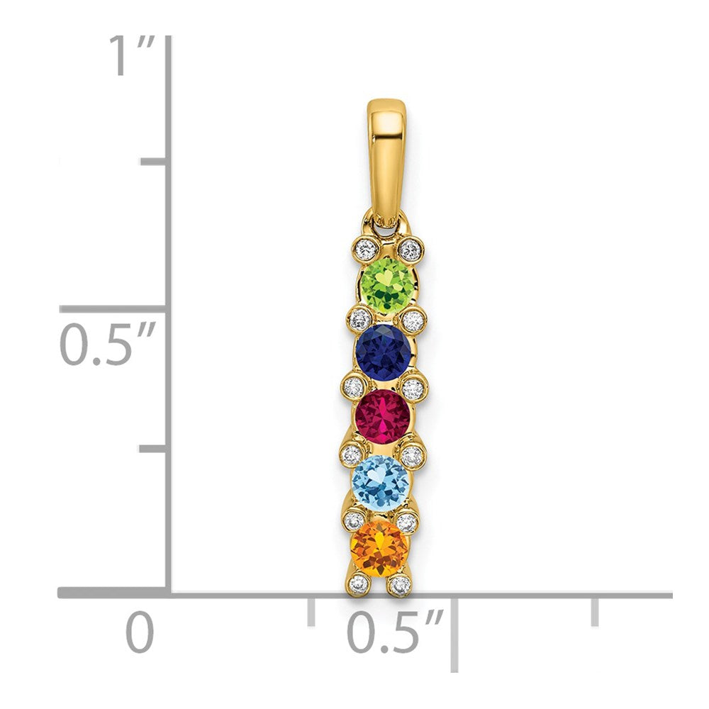 14K Family Jewelry Synthetic Stone & Diamond Set Pendant