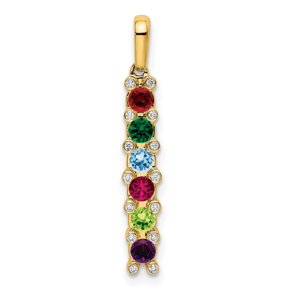 14K Family Jewelry Geniune Stone & Diamond Set Pendant