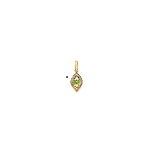 14K Family Jewelry Synthetic Stone & Diamond Set Pendant
