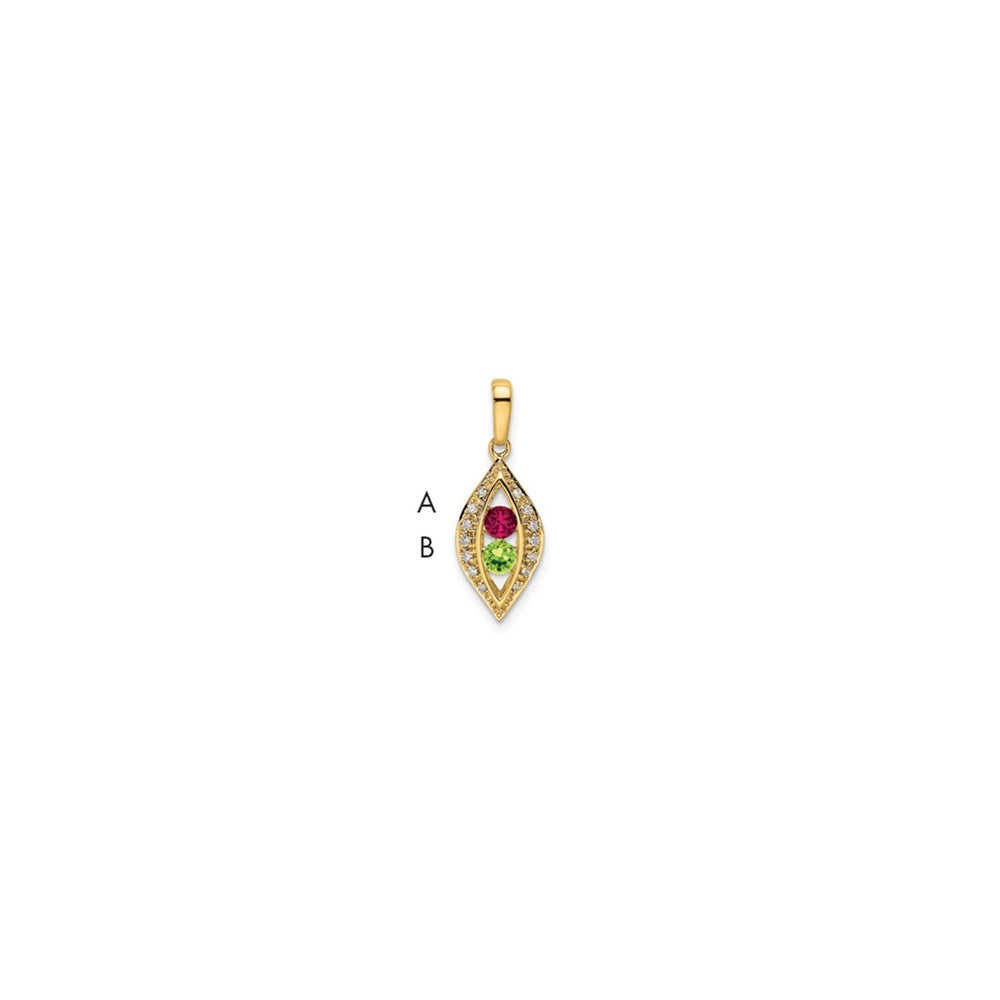 14K Family Jewelry Genuine Stone & Diamond Set Pendant
