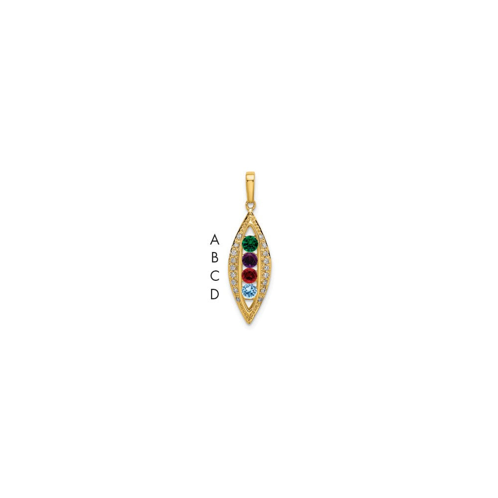14K Family Jewelry Genuine Stone & Diamond Set Pendant