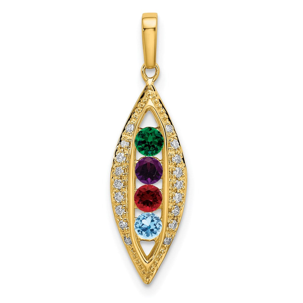 14K Family Jewelry Genuine Stone & Diamond Set Pendant