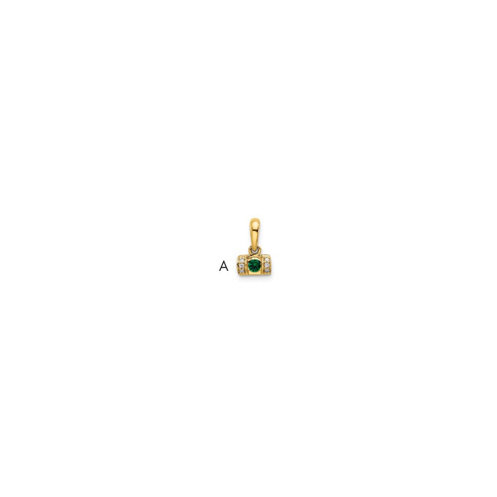 14K Family Jewelry Geniune Stone & Diamond Set Pendant