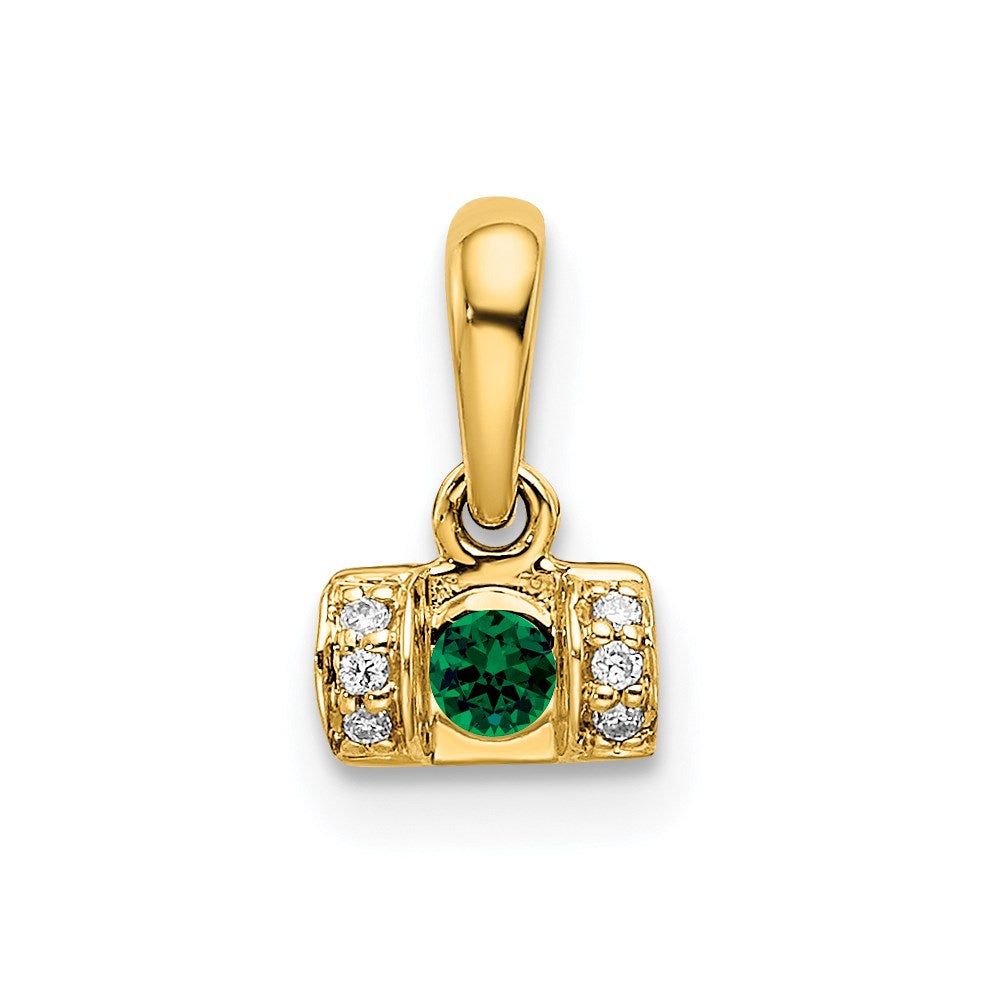 14K Family Jewelry Geniune Stone & Diamond Set Pendant