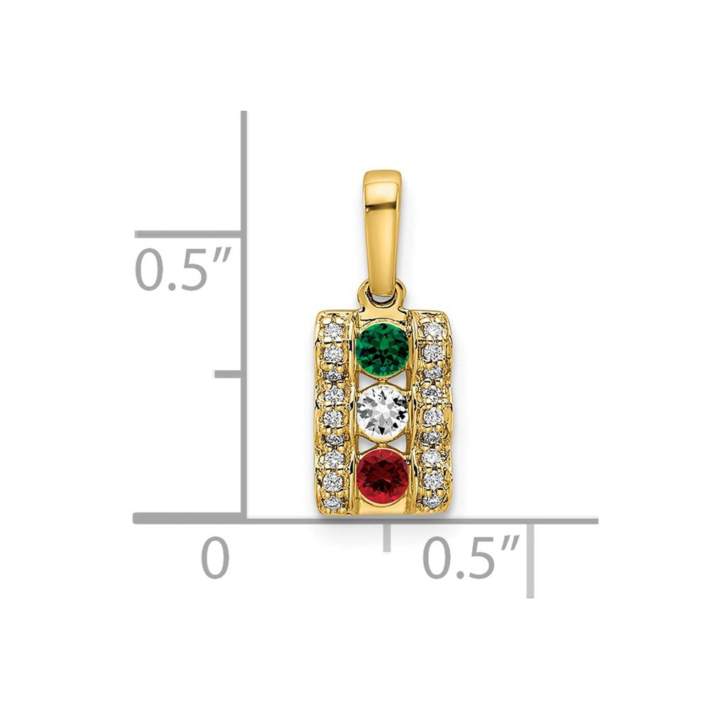 14K Family Jewelry Synthetic Stone & Diamond Set Pendant