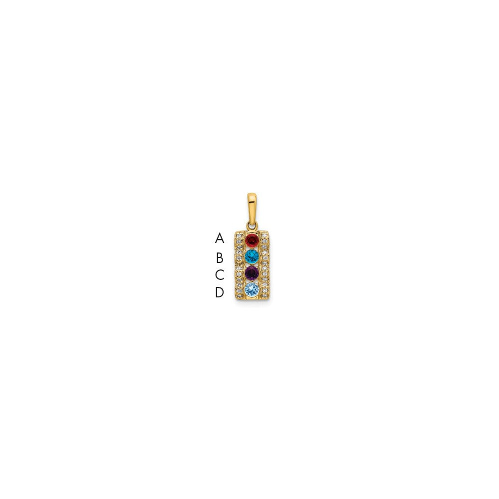 14K Family Jewelry Geniune Stone & Diamond Set Pendant
