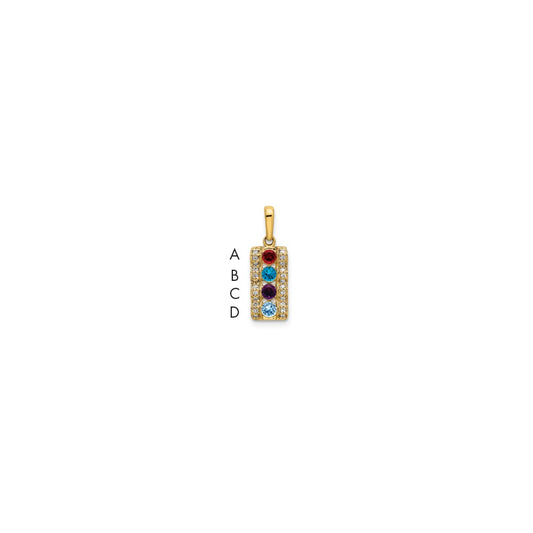 14K Family Jewelry Geniune Stone & Diamond Set Pendant