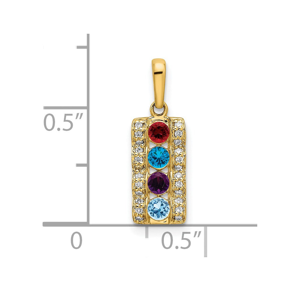 14K Family Jewelry Synthetic Stone & Diamond Set Pendant