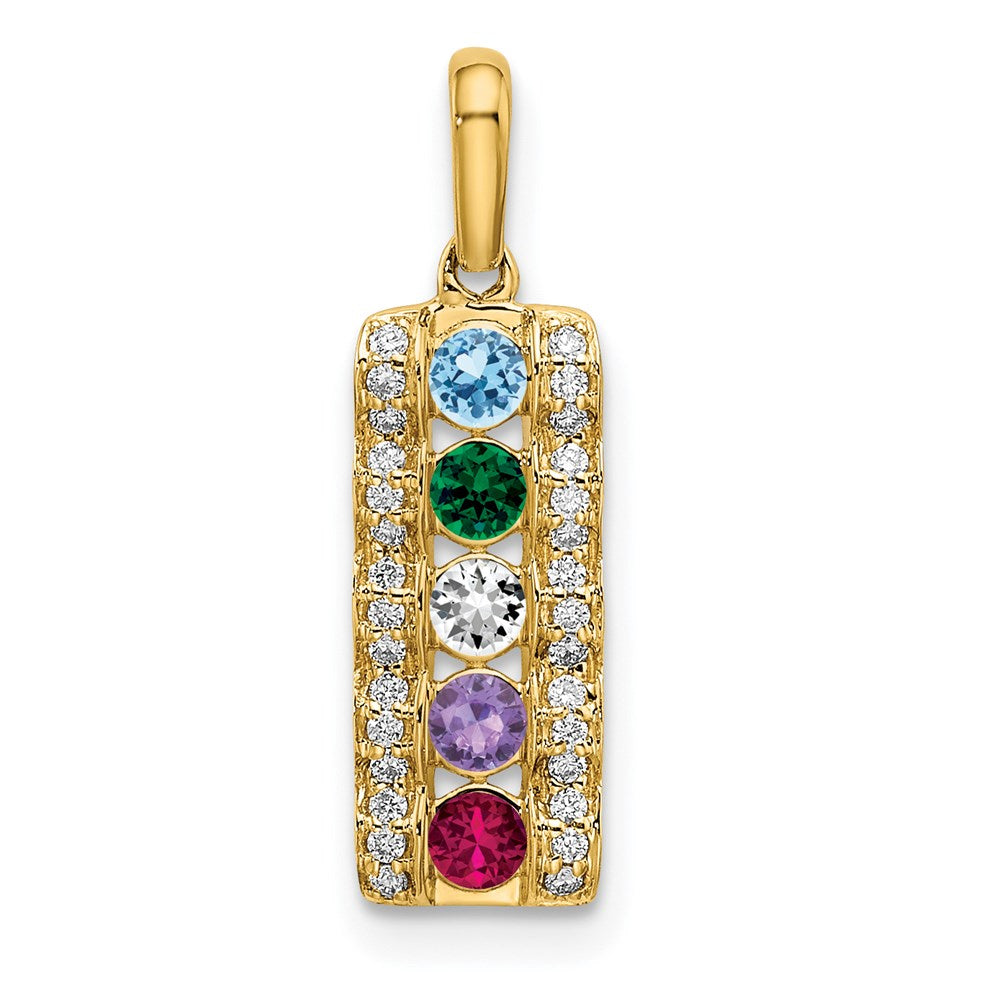 14K Family Jewelry Geniune Stone & Diamond Set Pendant