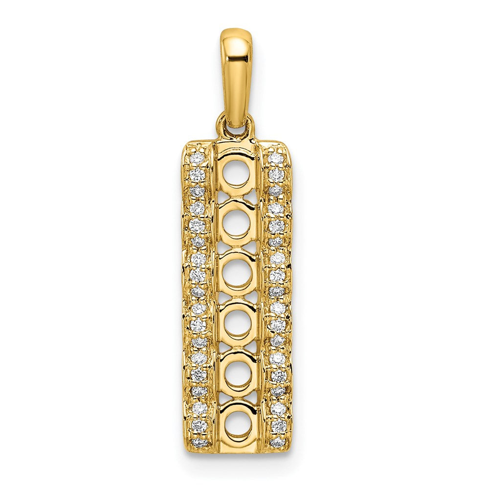 14K Family Jewelry Synthetic Stone & Diamond Set Pendant
