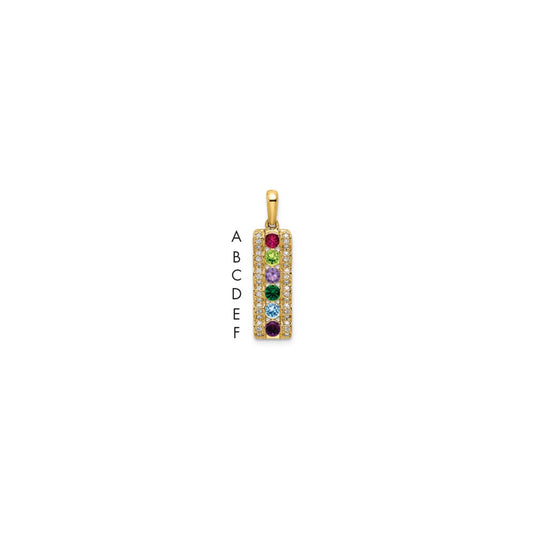 14K Family Jewelry Synthetic Stone & Diamond Set Pendant