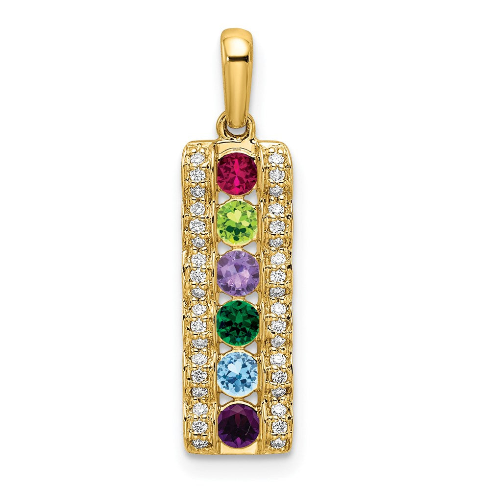 14K Family Jewelry Synthetic Stone & Diamond Set Pendant