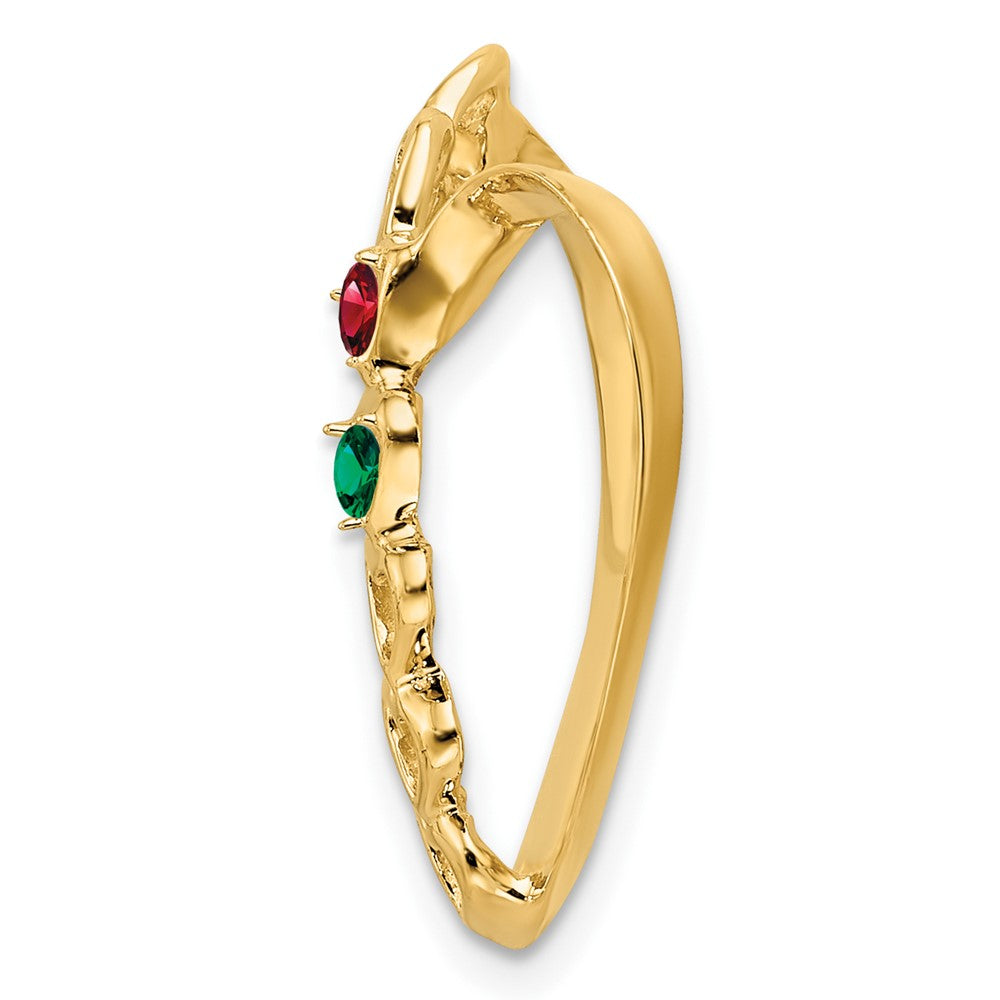 14k Synthetic Diamond Family Heart Slide