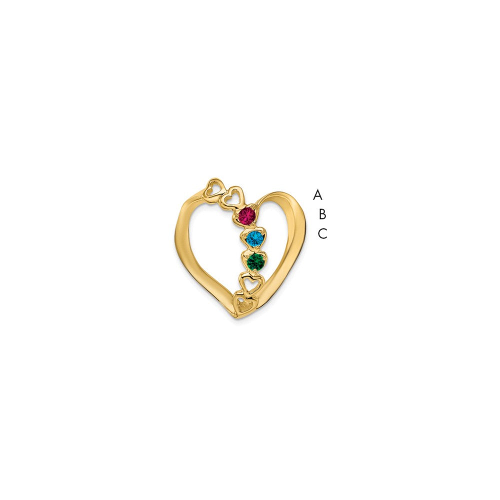 14k Yellow Gold Synthetic Diamond Family Heart Slide