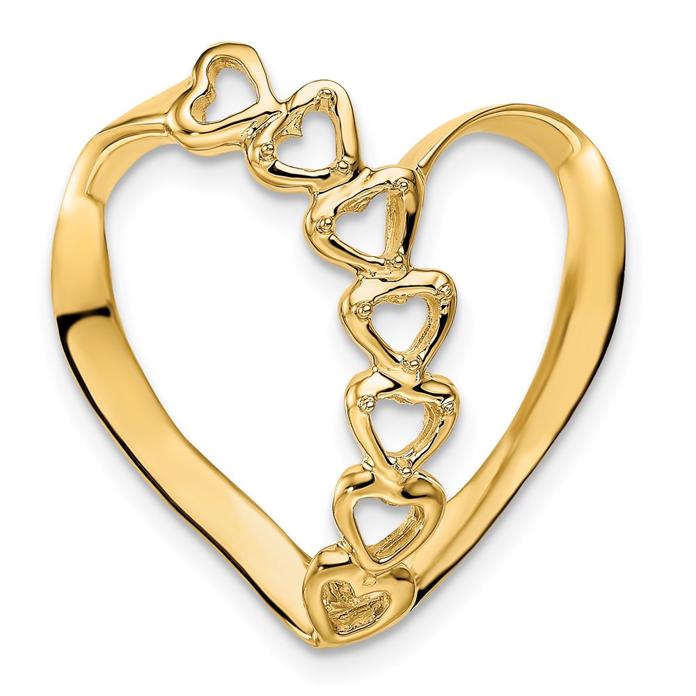 14k Synthetic Diamond Family Heart Slide
