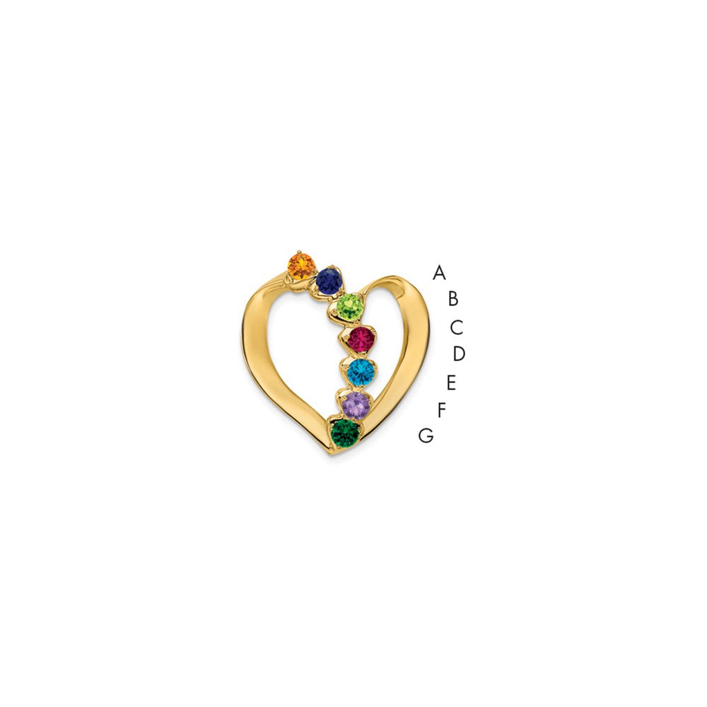 14kw Synthetic Diamond Family Heart Slide