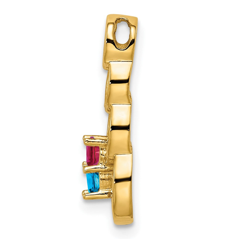 14k 2 Synthetic Stone Family Pendant