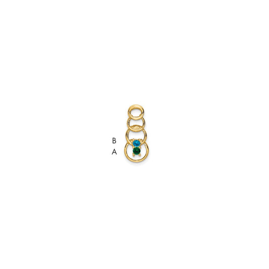 14k 2 Synthetic Stone Family Pendant